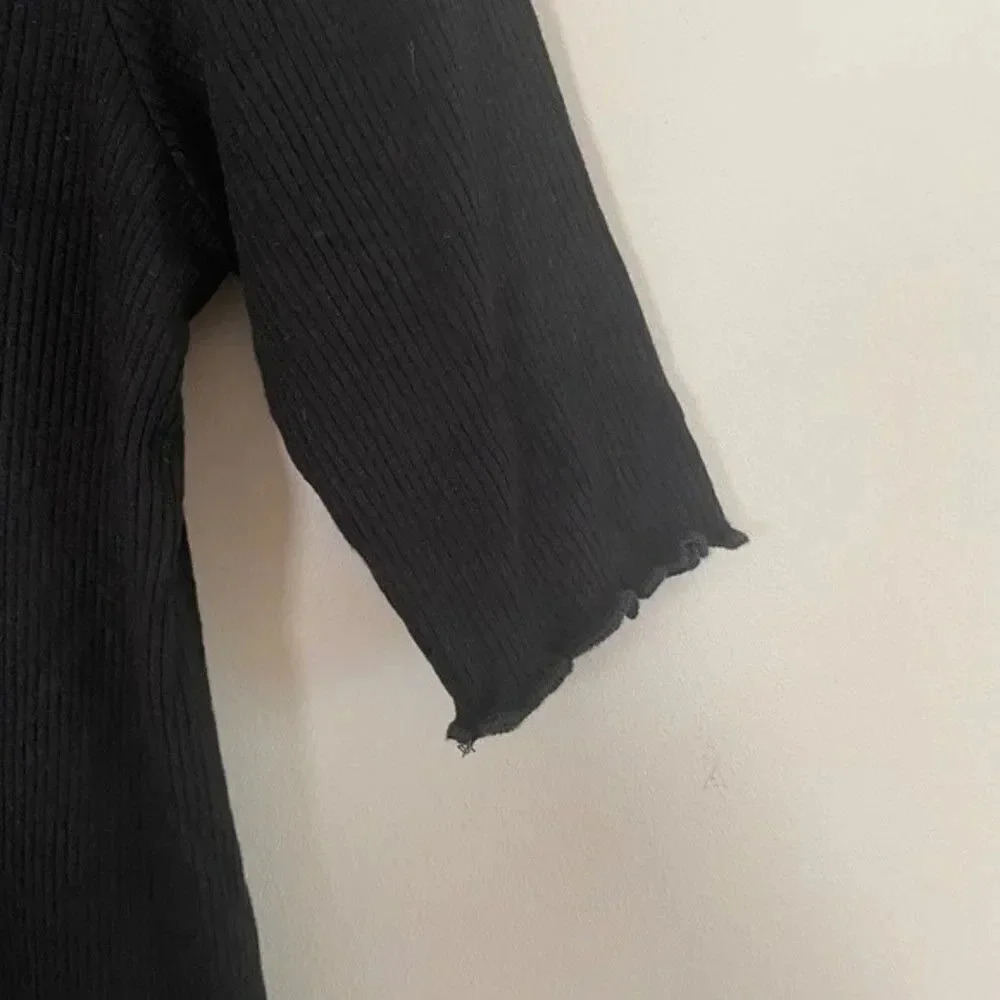 Aqua Black Ruffle Ribbed Tunic Top - Picture 3 of 9